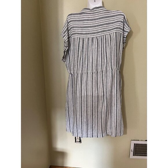 Time And Tru Buttom Down Shirt Dress Linen Blend Beachy Resort Boho Lagenlook - Picture 3 of 9